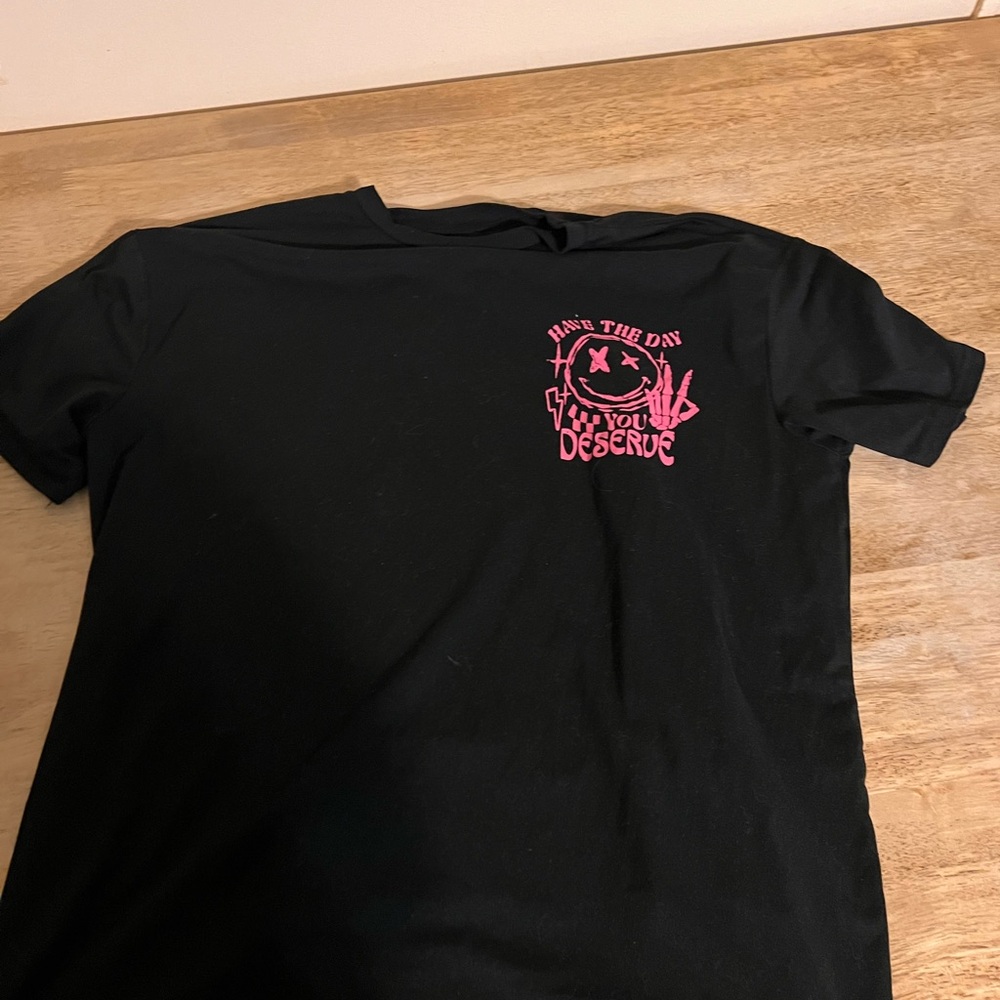 Black T-Shirt with Pink Graphic
